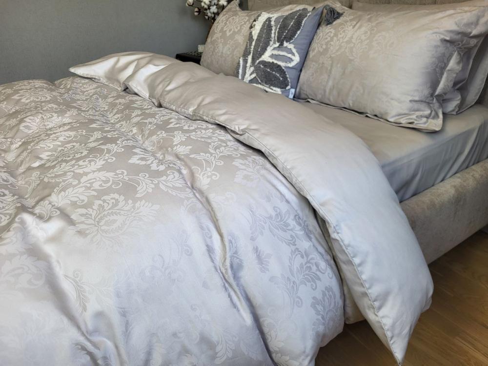 Комплект постельного белья Мир сатин жаккард Premium полуторный/наволочки 50х70/70х70 см Tiara Grey (6120) - фото 2