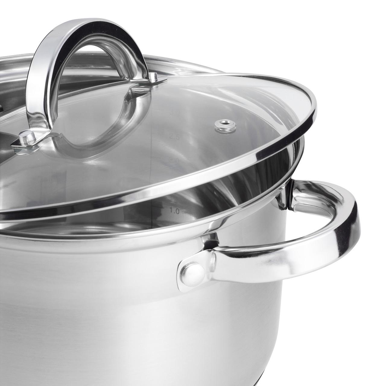 Набір каструль із кришками Kamille КМ-5638S із нержавіючої сталі з 12 предметів Сталевий (150-84-5638S) - фото 2