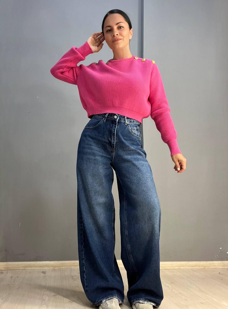 Джинсы женские ITS Basic 4113 палаццо широкие от бедра свободный крой р. 36 Синий (2887) - фото 6