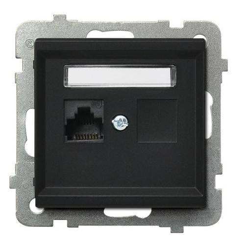 Розетка компьютерная одинарная Ospel Sonata без рамки Черный (29319414)