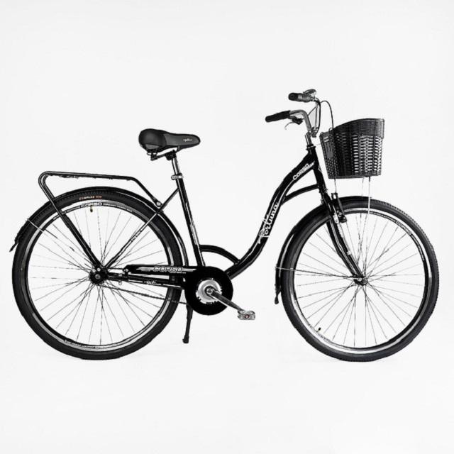 Велосипед міський Corso Fortuna з кошиком та багажником 28" 20" Black (162957)