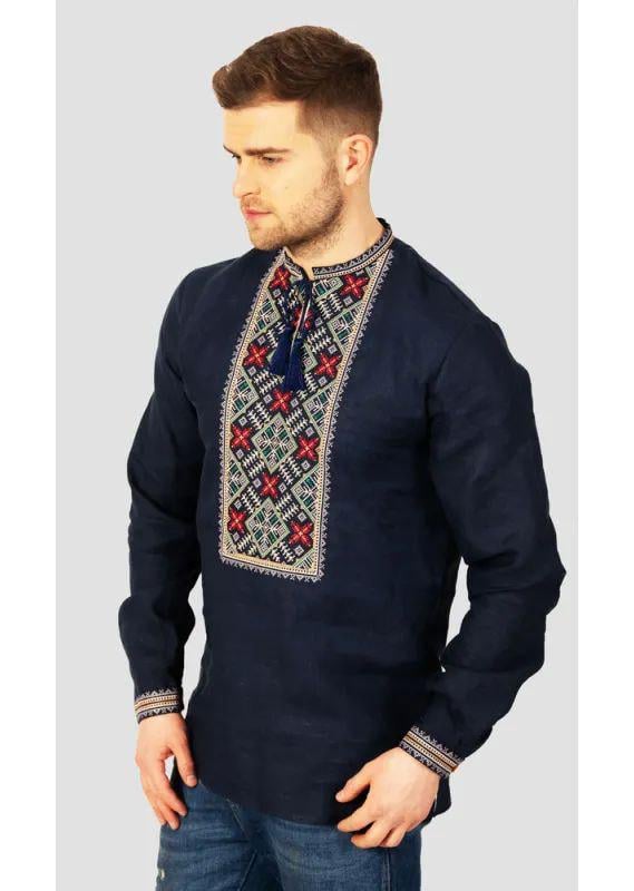 Вышиванка мужская р. 56 Темно-синий (509) - фото 3 Вышиванка мужская р. 56 Темно-синий (509) - фото 3