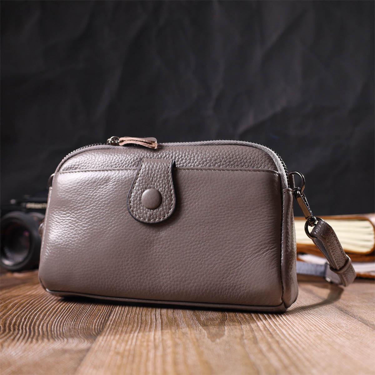 Сумка-клатч Vintage Bag 22099 з натуральної шкіри Сірий - фото 7