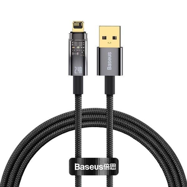 Кабель з автовимкненням Baseus Explorer Series Lightning 2,4А 1 м Чорний (CATS000401)