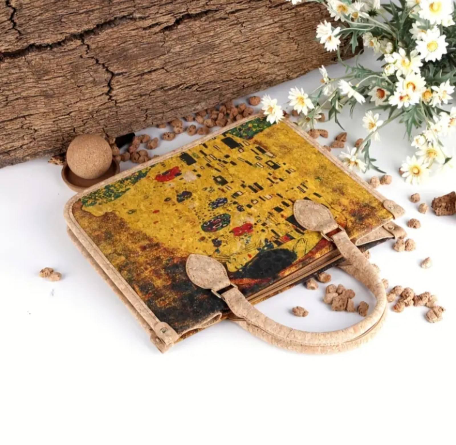 Сумка з пресованого коркового матеріалу з художнім принтом Поцілунок (00159) - фото 3 Сумка з пресованого коркового матеріалу з художнім принтом Поцілунок (00159) - фото 3