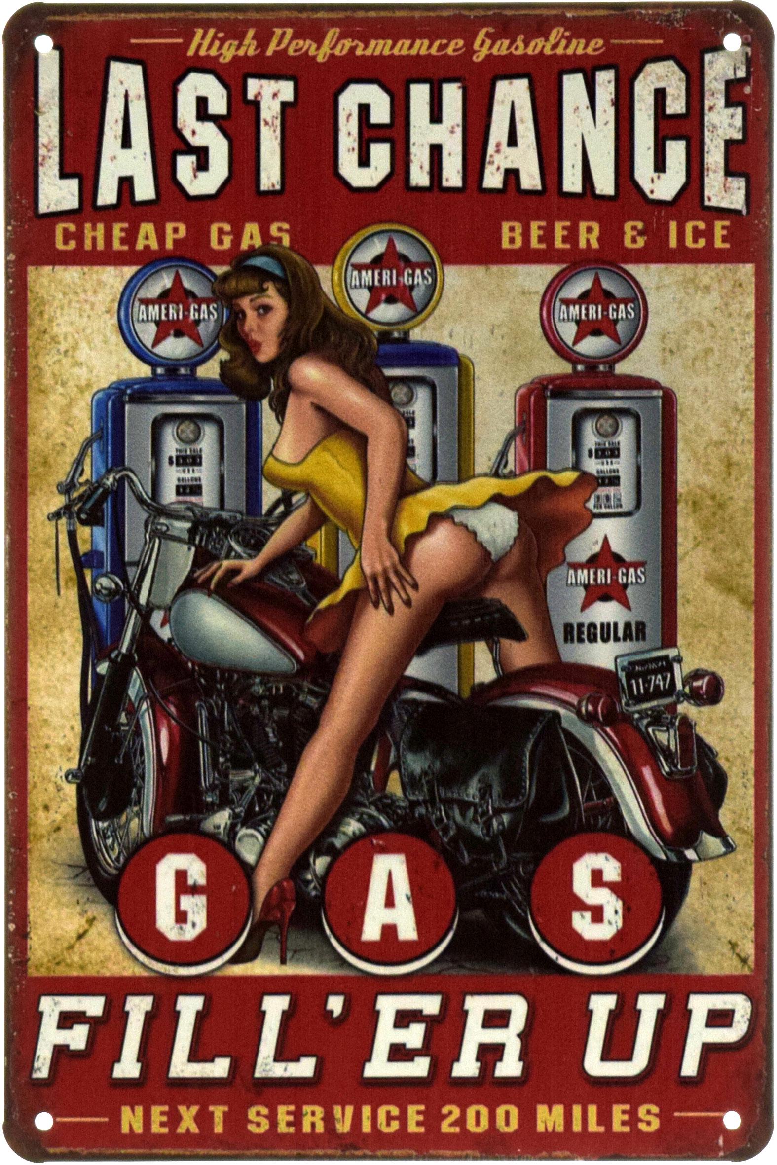 Табличка металлическая Последний Шанс Заправиться/Last Chance Fill Up Gas 20x30 см