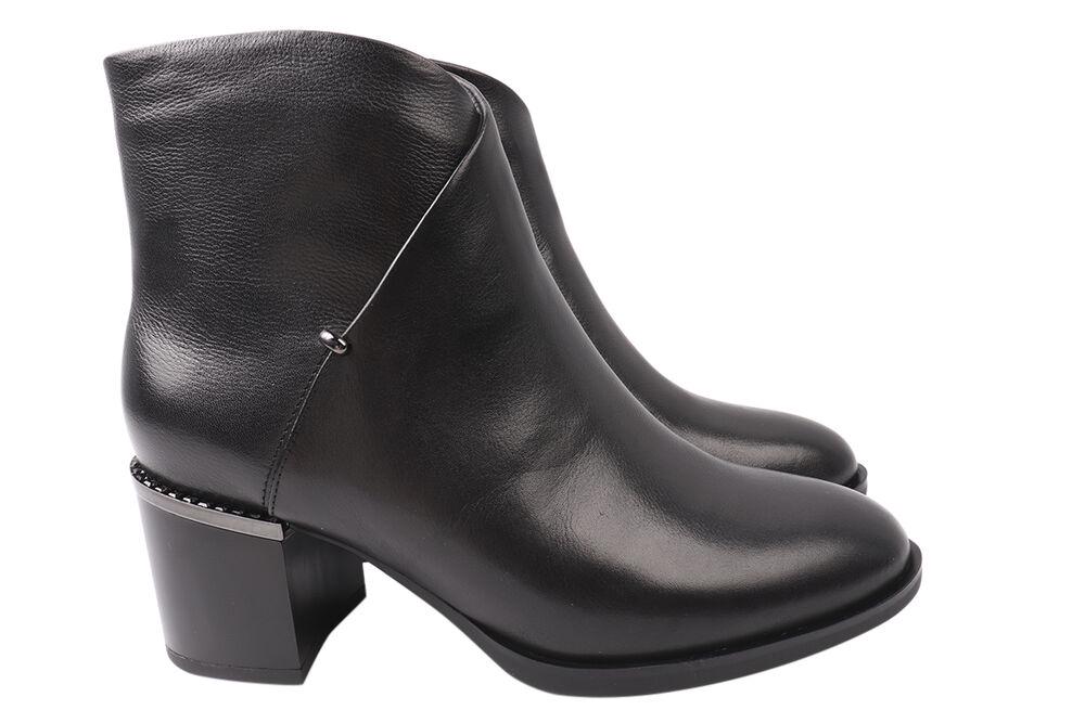 Ботильоны женские Molka из кожи на большом каблуке р. 37 Черный (142-21DH)