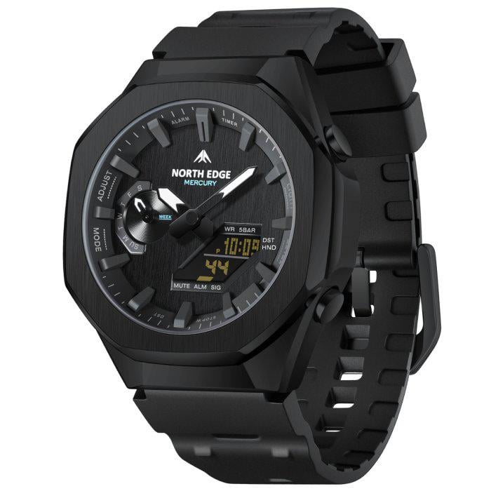 Часы мужские тактические North Edge Mercury водостойкие со стальным корпусом 43,5х14,1 мм Черный (150-96-2169)