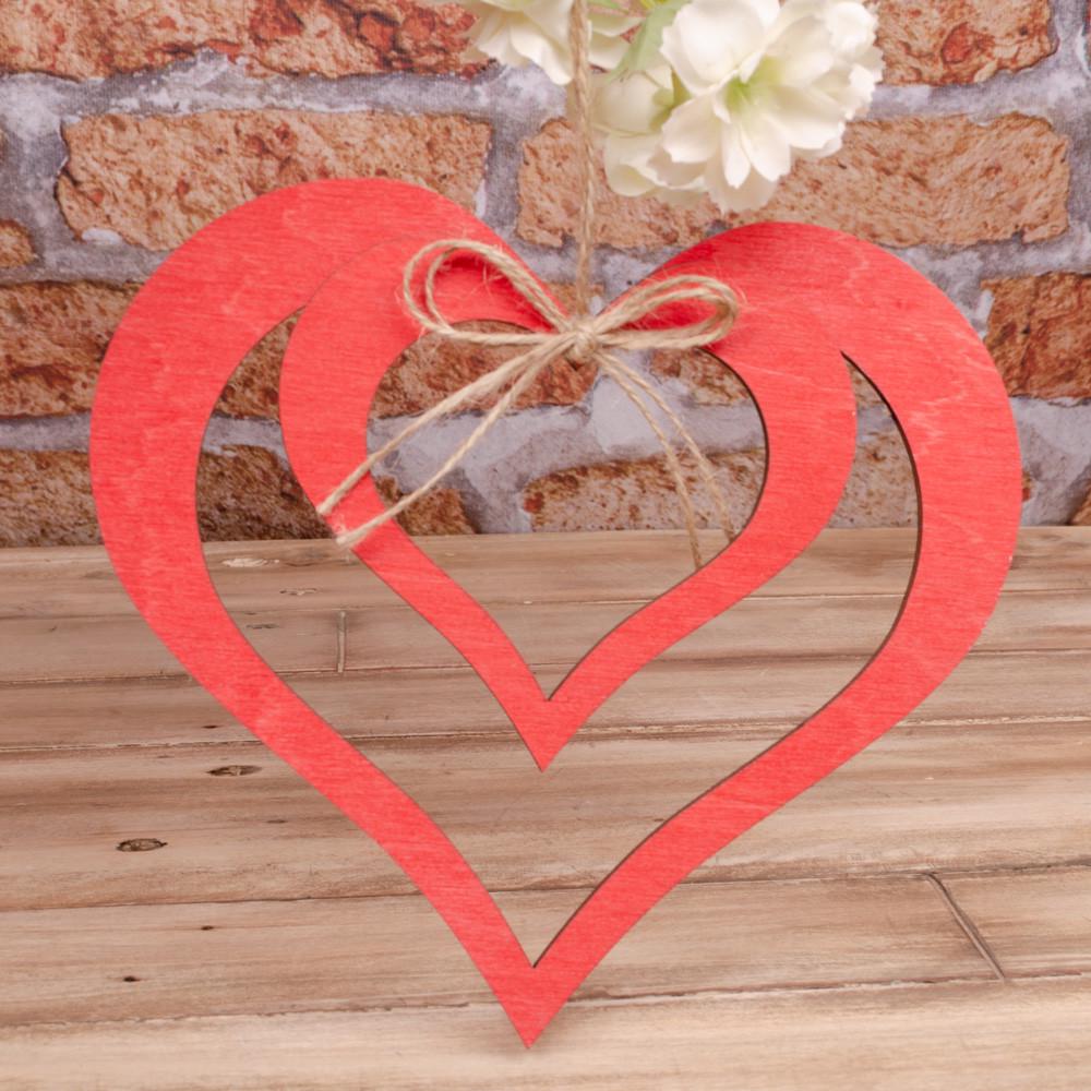 Подвеска двойная Сердце Красный (4558)