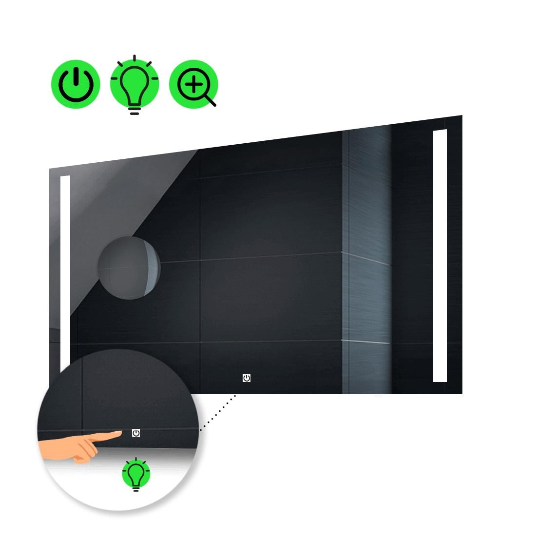 LED-зеркало 110x70 см с сенсором и увеличительной линзой без подсветки Adelita (Adelitag187)