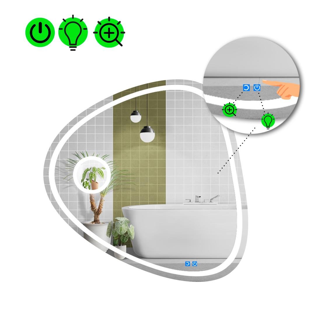 Дзеркало з LED підсвіткою Nuvola 1 із двома сенсорами 60x60 см (8737820)