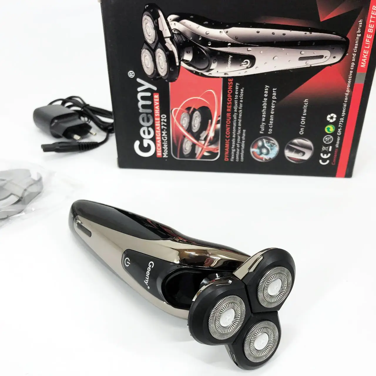 Електробритва Geemy GM-7720 роторна акумуляторна з трьома плаваючими головками (ML-04526) Електробритва Geemy GM-7720 роторна акумуляторна з трьома плаваючими головками (ML-04526)