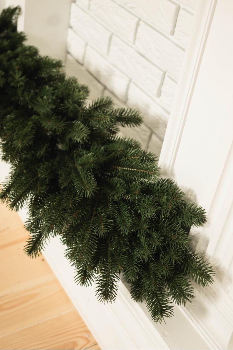 Гілка штучна Елегант лита новорічна для декору 1 м Зелений - фото 2