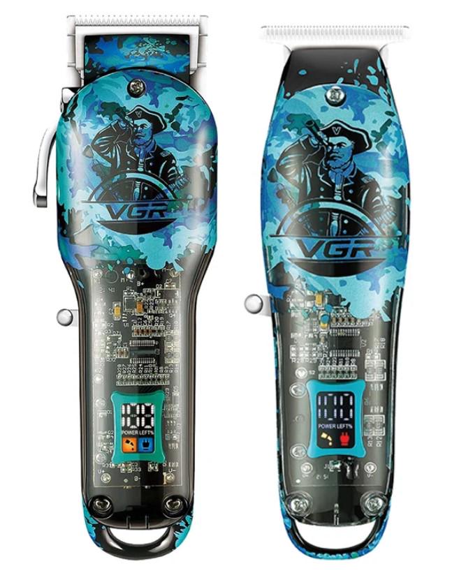Машинка-тример для стрижки VGR V‑645 3-в-1 з LED-індикацією та змінними насадками акумуляторна (2390000032)