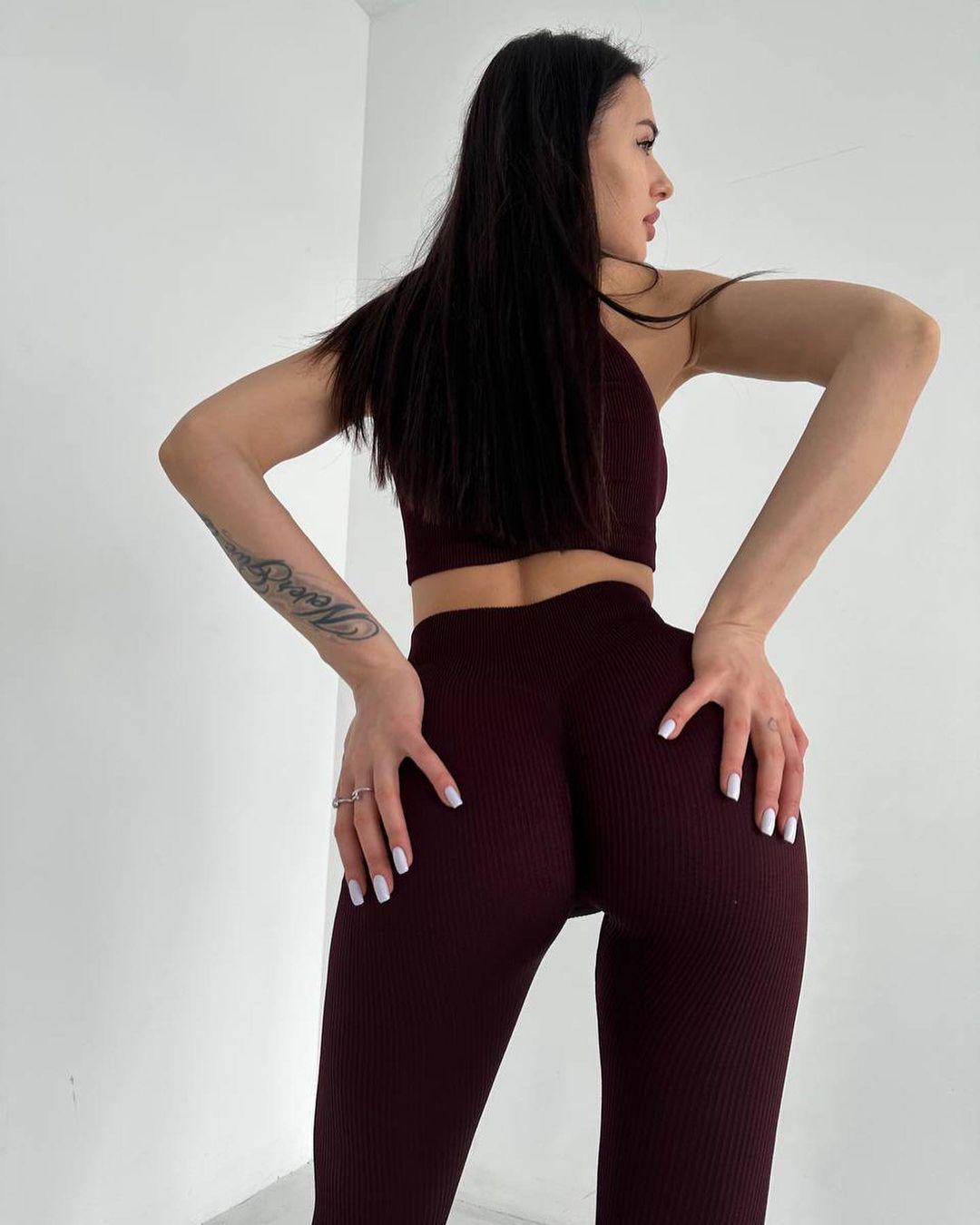 Топ женский спортивный в рубчик S Марсала - фото 2