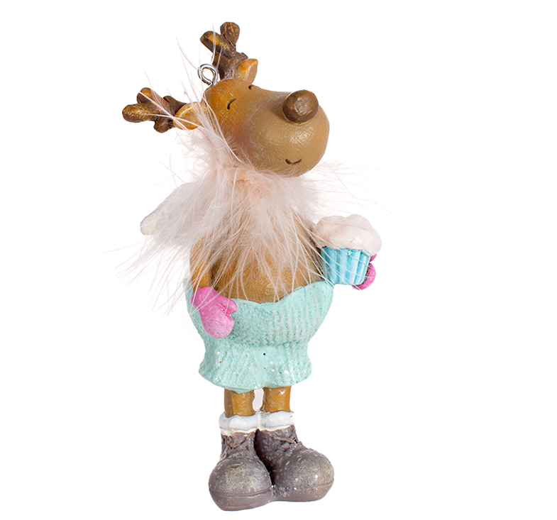 Подвеска новогодняя декоративная BonaDi Олень-мальчик с пирожным (831-419)