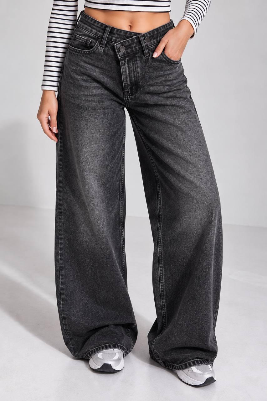 Джинсы женские It's Basic 4935-2W6-1 straight fit прямые с асимметричным поясом р. 36 Черный (8202)