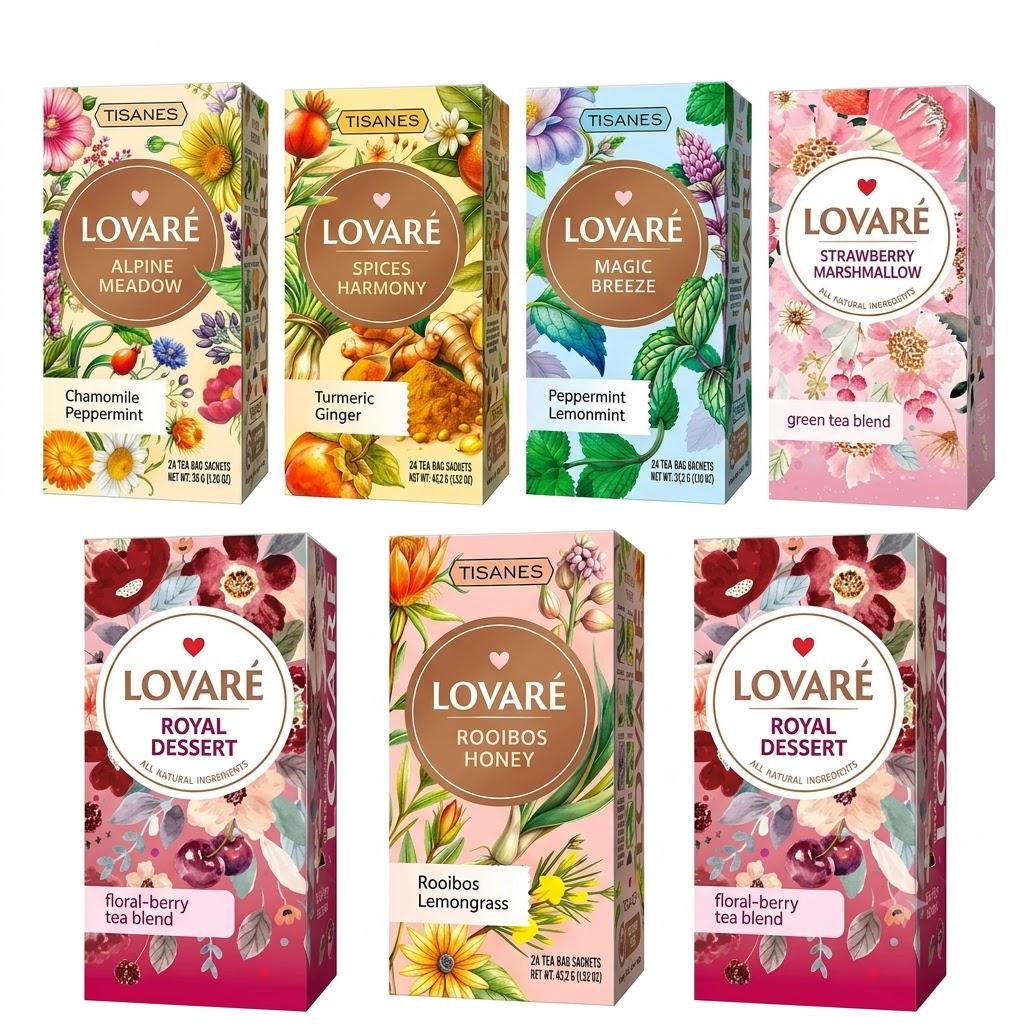 Набор чая Lovare 7 видов Фруктовая и травяная гармония 168 пак. (nab006lovare)