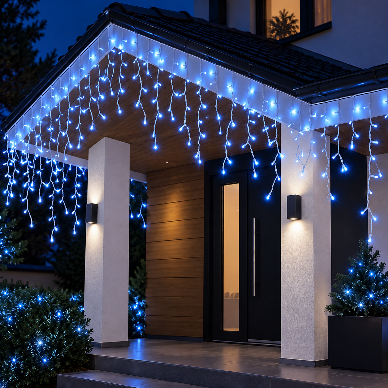 Гирлянда уличная Бахрома 335 LED белая проволока 20 м Синий (20MWBL)