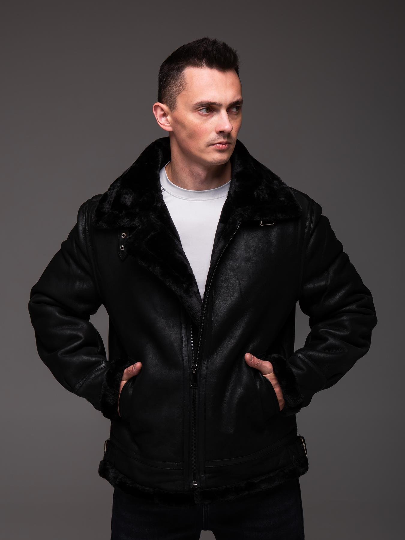 Куртка мужская зимняя на меху/эко кожа до -10°C M Черный (2426/1/2) - фото 7 Куртка мужская зимняя на меху/эко кожа до -10°C M Черный (2426/1/2) - фото 7