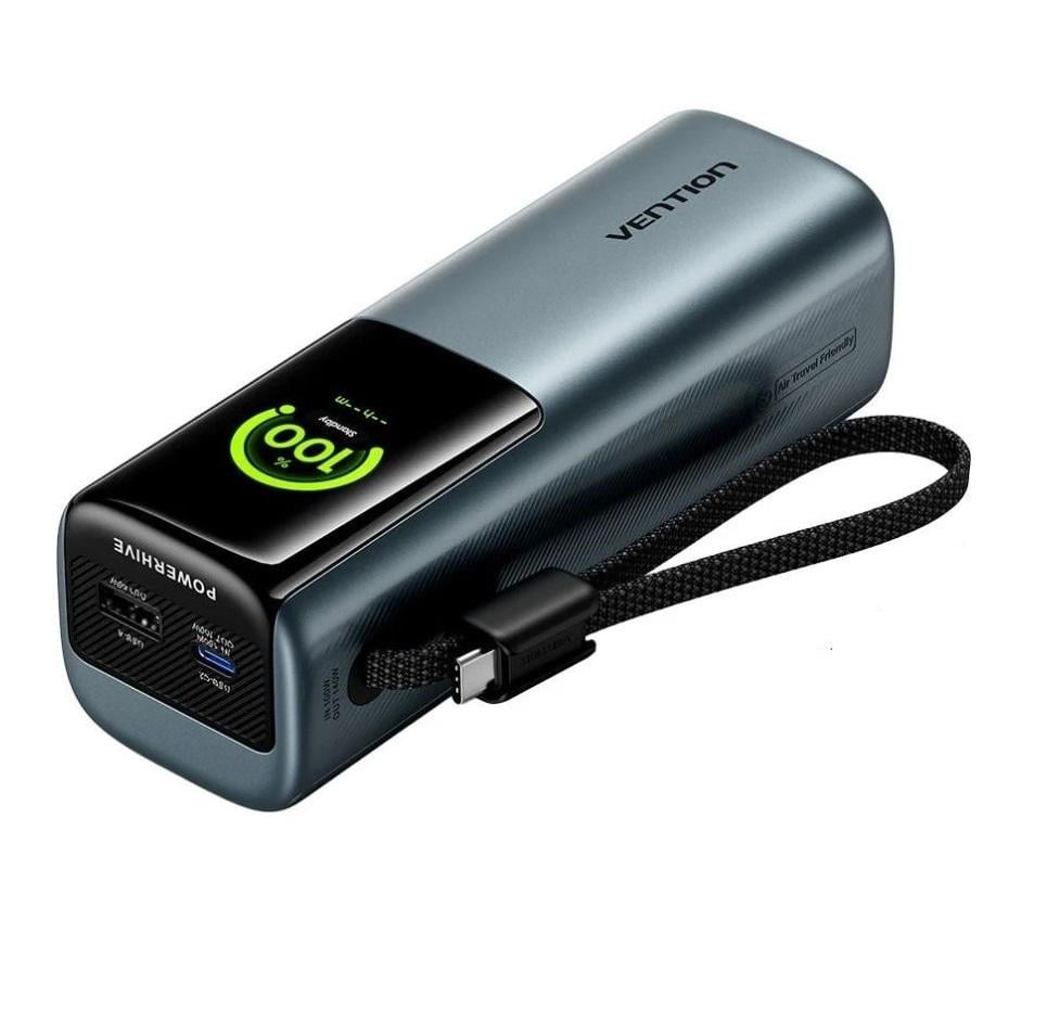 Повербанк Vention 27000 mAh 200W PD зі знімним кабелем USB-C Grey (FKGH0) Повербанк Vention 27000 mAh 200W PD зі знімним кабелем USB-C Grey (FKGH0)