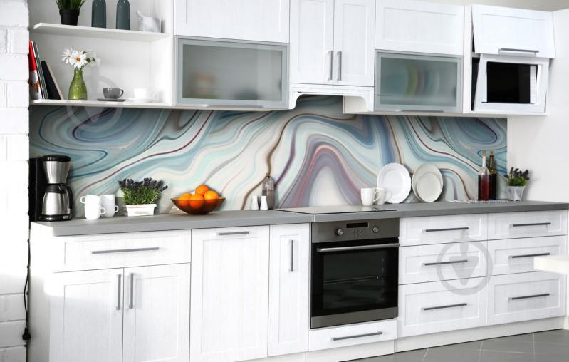 Скинали на кухню Zatarga «Голубой халцедон» 600х3000 мм виниловая 3Д наклейка кухонный фартук самоклеящаяся