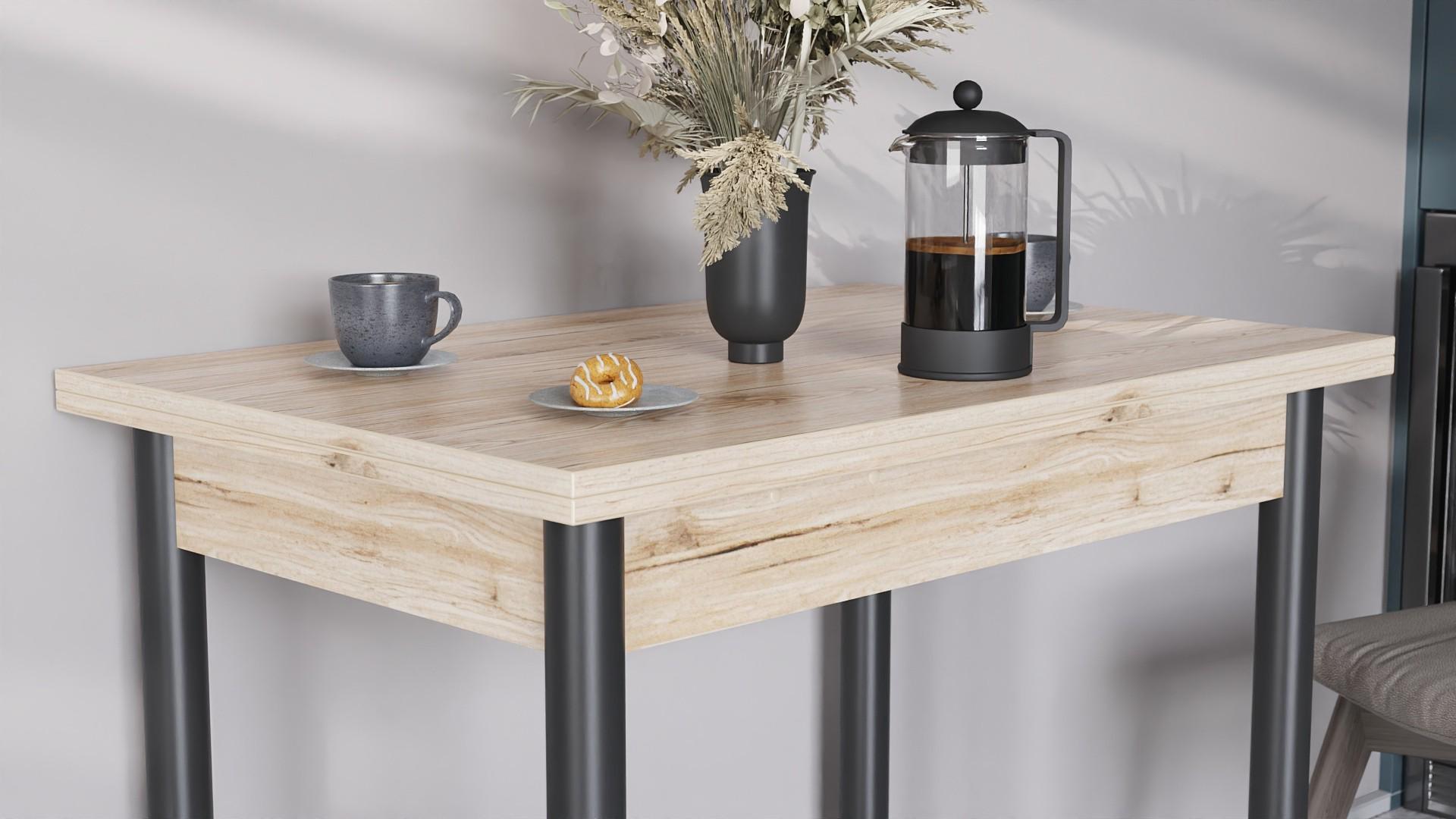 Обеденный стол-трансформер Ferrum-decor Берта металл/ДСП 16 мм 750x1400x900 мм Черный/Дуб Сан-Марино (FRD-105179) - фото 11 Обеденный стол-трансформер Ferrum-decor Берта металл/ДСП 16 мм 750x1400x900 мм Черный/Дуб Сан-Марино (FRD-105179) - фото 11