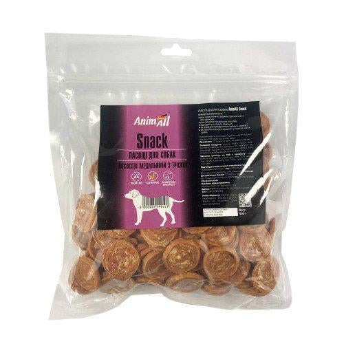 Лакомство AnimAll Snack лососевые медальоны с треской для собак 500 г
