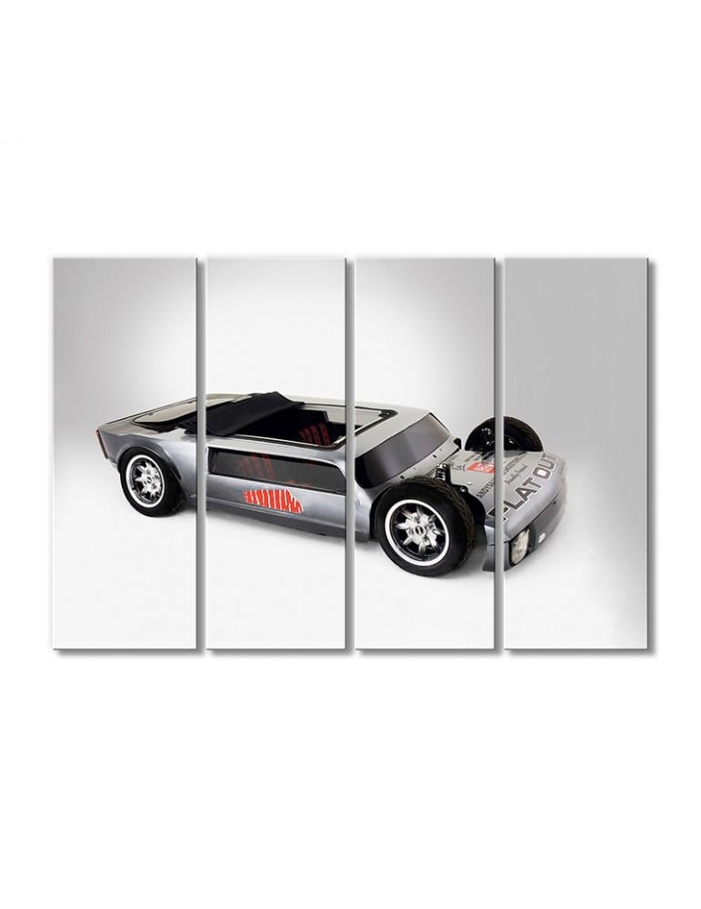 Картина модульная Серебристая низкая машина 4 модуля 70x105 см