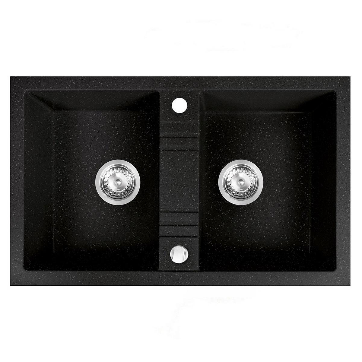 Мийка кухонна Ferro гранітна DRGM2/48/78HA дві чаші 780x480 мм прямокутна Графітовий (174911)