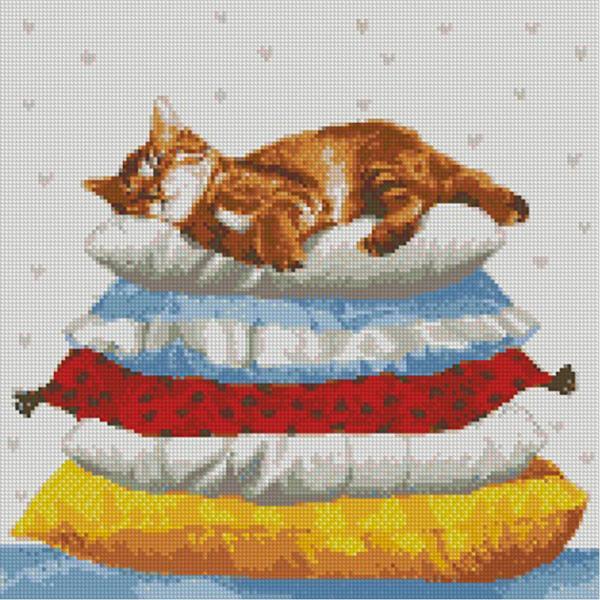Алмазная мозаика Идейка Животные Кошачьи сны 40х40 см холст на подрамнике (АМ6047-mt)