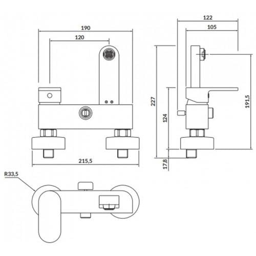 Cмеситель для ванны Cersanit Crea S951-304 однорычажный Хром (255433) - фото 2