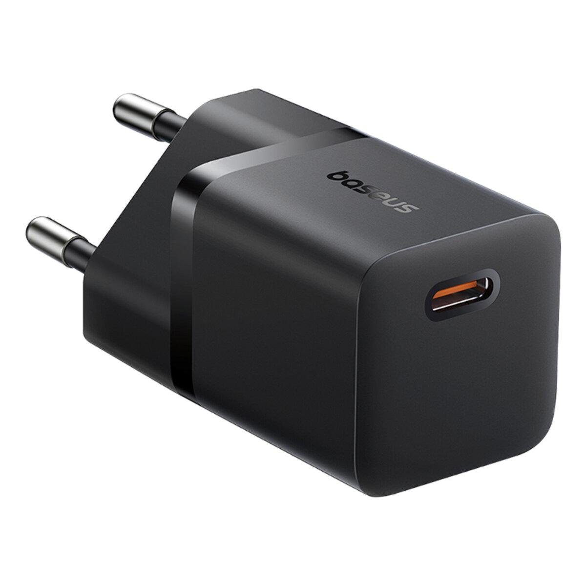Зарядный адаптер сетевой BASEUS GaN5 mini 25W с USB-C портом и поддержкой быстрой зарядки Black (627309)