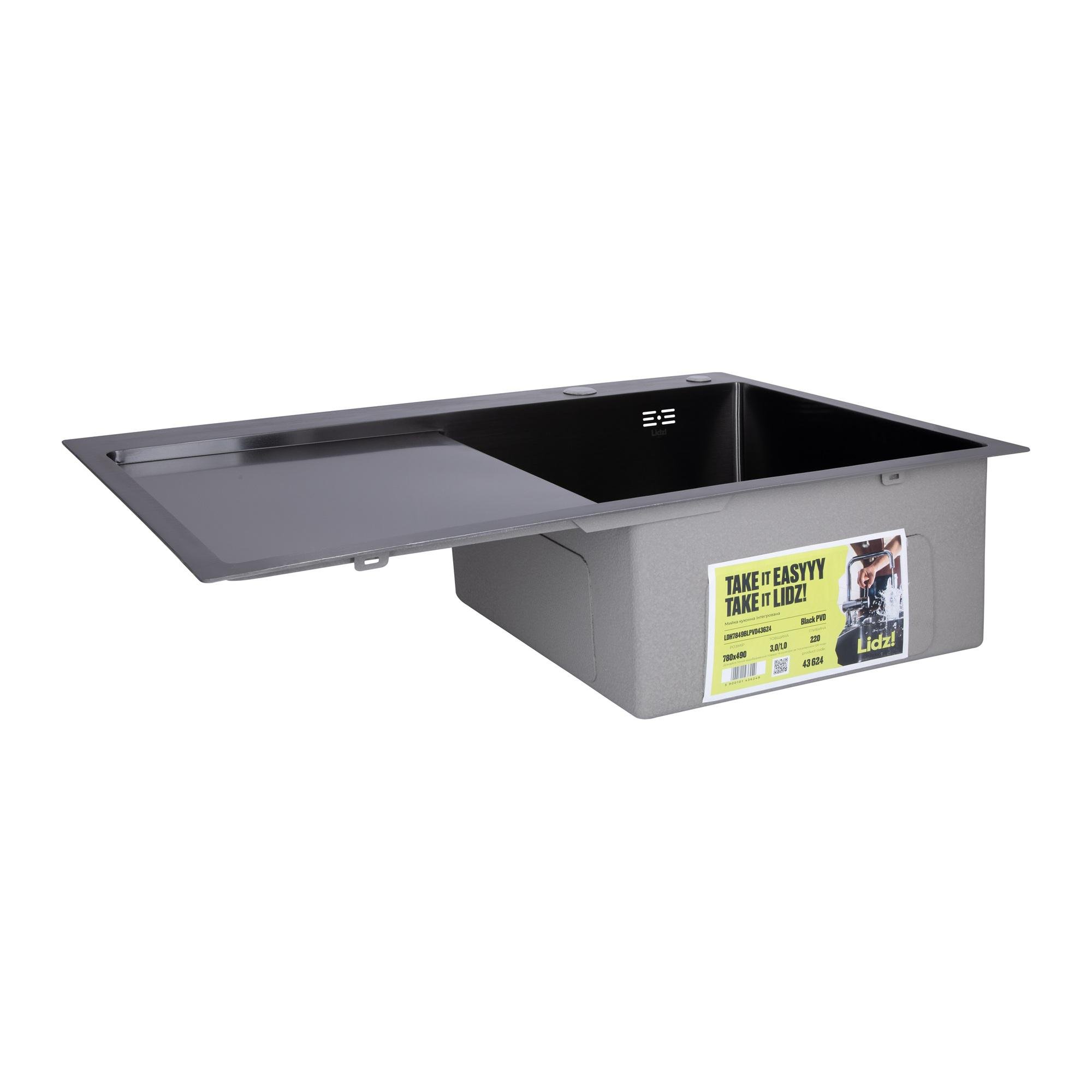 Мийка для кухні інтегрована Lidz Handmade H7849BL Brushed Black PVD крило ліворуч з дозатором 3/1 мм (31022579) - фото 2 Мийка для кухні інтегрована Lidz Handmade H7849BL Brushed Black PVD крило ліворуч з дозатором 3/1 мм (31022579) - фото 2