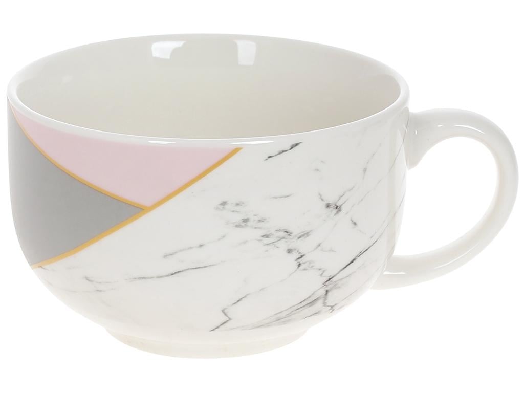 Чашка Мрамор 500 мл Белый с розовым (BDI-905-253)