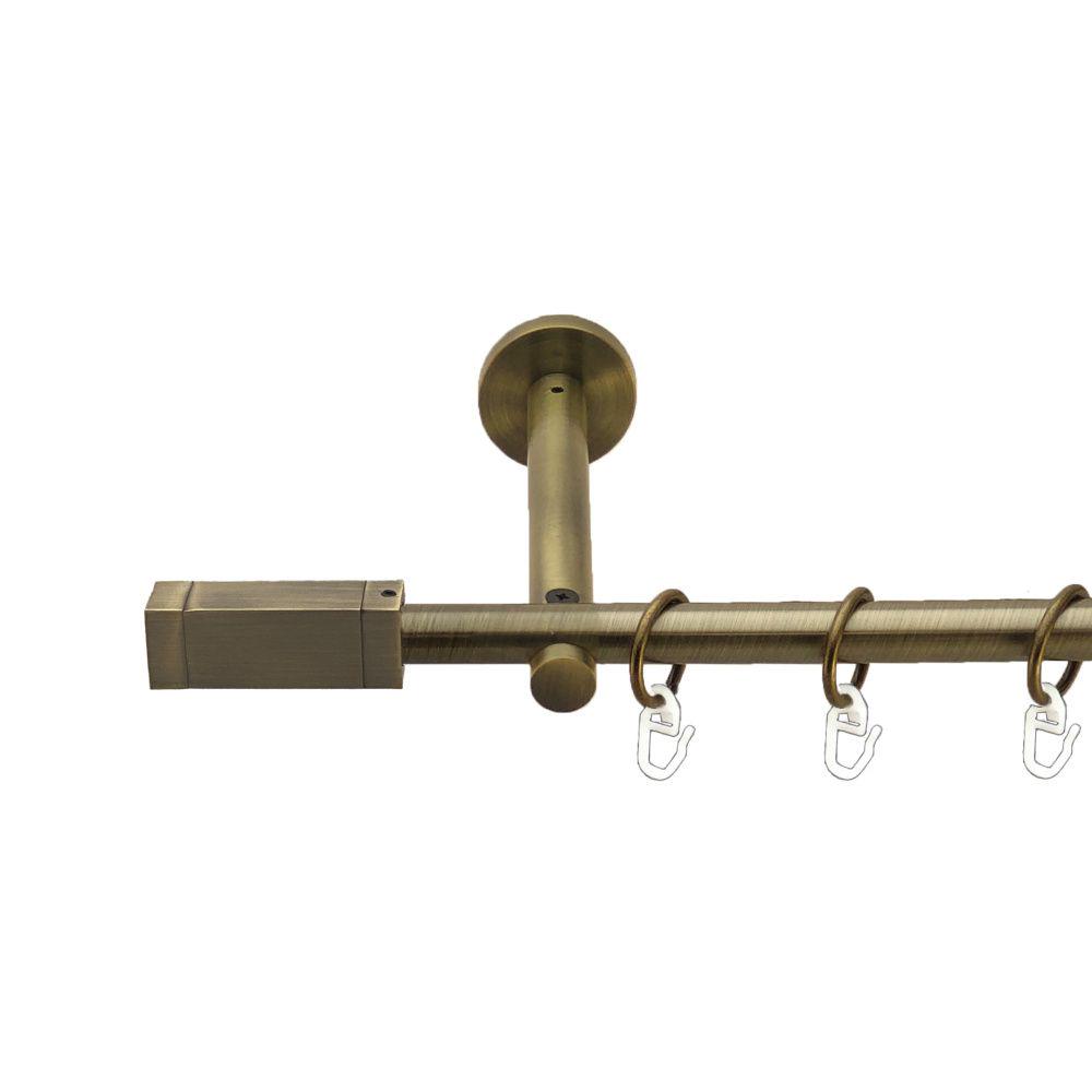 Карниз Orvit Квадро металевий однорядний циліндр 16 см гладка труба кільце металеве 16 мм 240 см Антик (00-00017077)