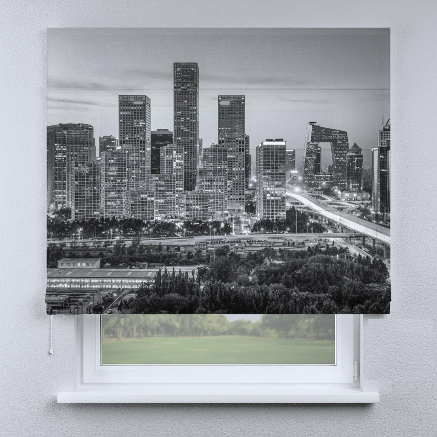 Римская штора Веревочный карниз Wenster ДВ 15-15-4 Город Black&White 175х170 см Черный (6164106)