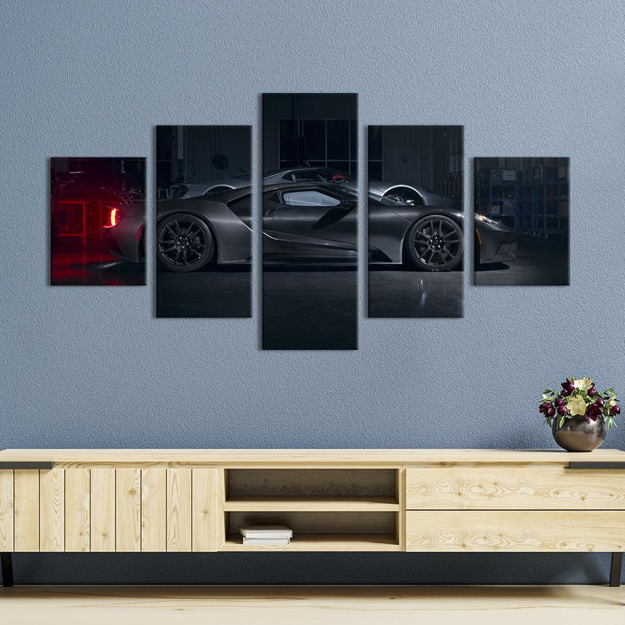 Картина на холсте Элитный автомобиль Ford GT Liquid Carbon 112x54 см (1258-52)