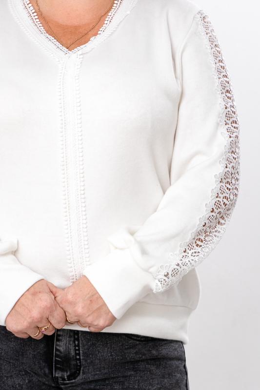 Джемпер ангоровий для жінки плюс сайз однотонний з мереживом Носи Своє р. 58/60 Білий (18099) - фото 4 Джемпер ангоровий для жінки плюс сайз однотонний з мереживом Носи Своє р. 58/60 Білий (18099) - фото 4