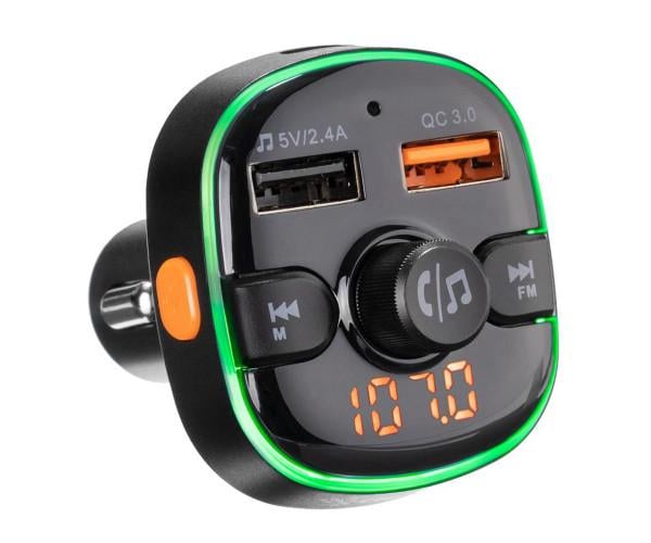Модулятор FM автомобильный зарядный Gelius Pro RGB-QC3.0 GP-FMT050 Type-C 2 USB 2,4A Black