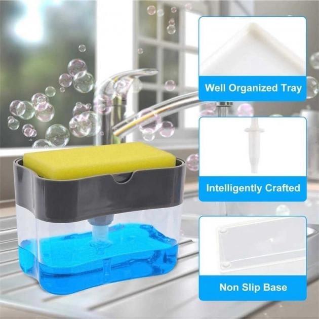 Дозатор нажимной Soap Pump and Sponge Caddy для моющего средства с подставкой для губки - фото 3