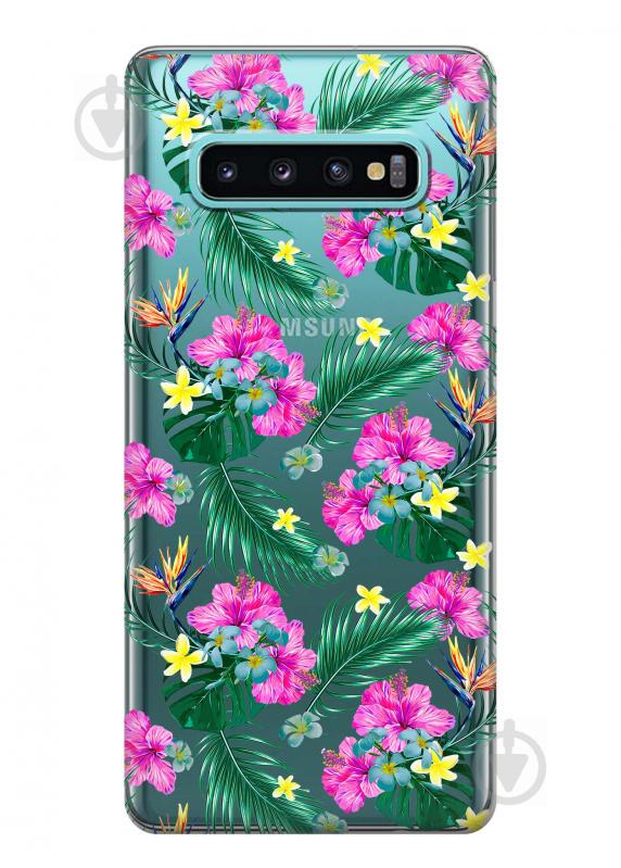 Чехол iSwag для Samsung Galaxy S10 Plus Тропические цветы (H433)
