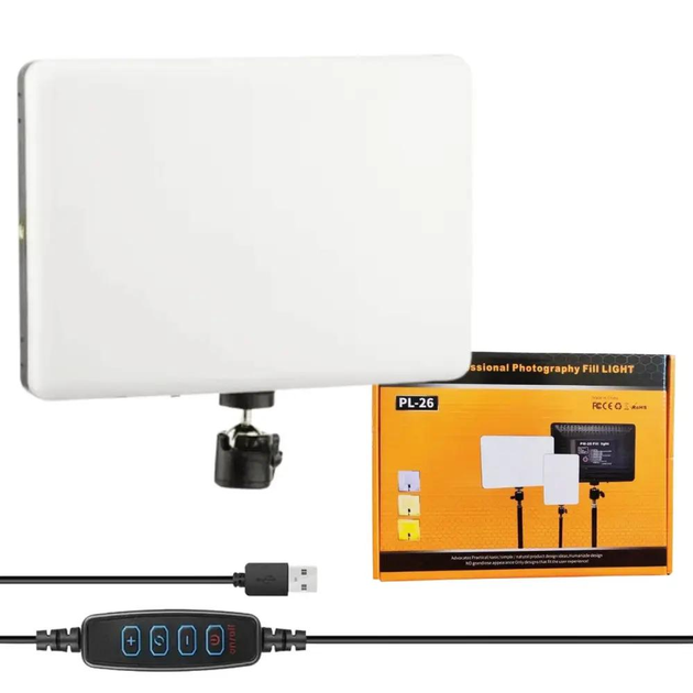 Відеосвітло 15W LED PL-26 2700К-6500К USB 23x16 см (756467)