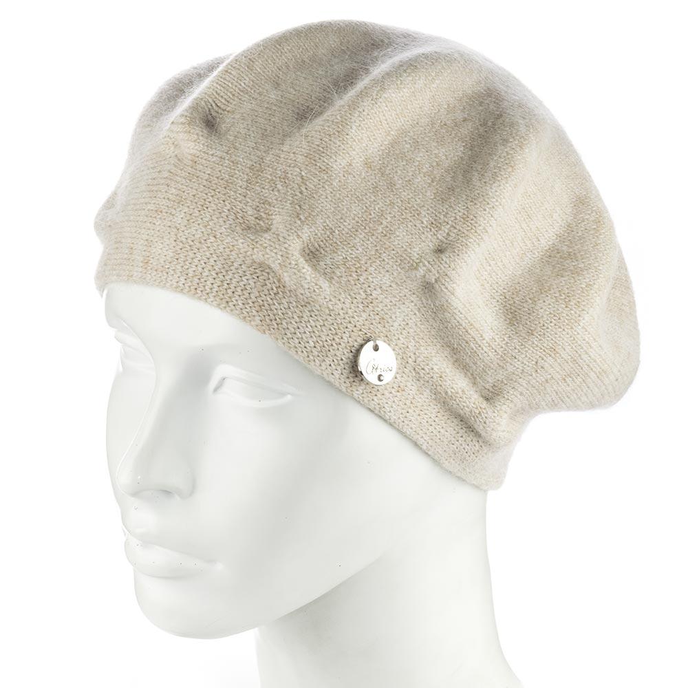 Берет женский ангоровый двойной Atrics WH910 с узором Латте