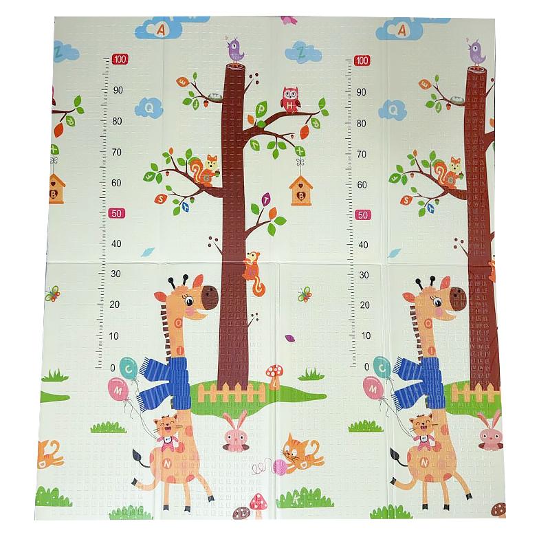 Детский коврик CUTYSTAR складной двухсторонний антискользящий Neck Giraffe/Forest Animals 180х160 см
