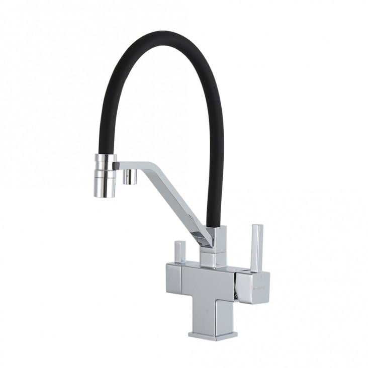 Смеситель для кухни Gappo G4395-60 на две воды Хром/Черный (1046078)
