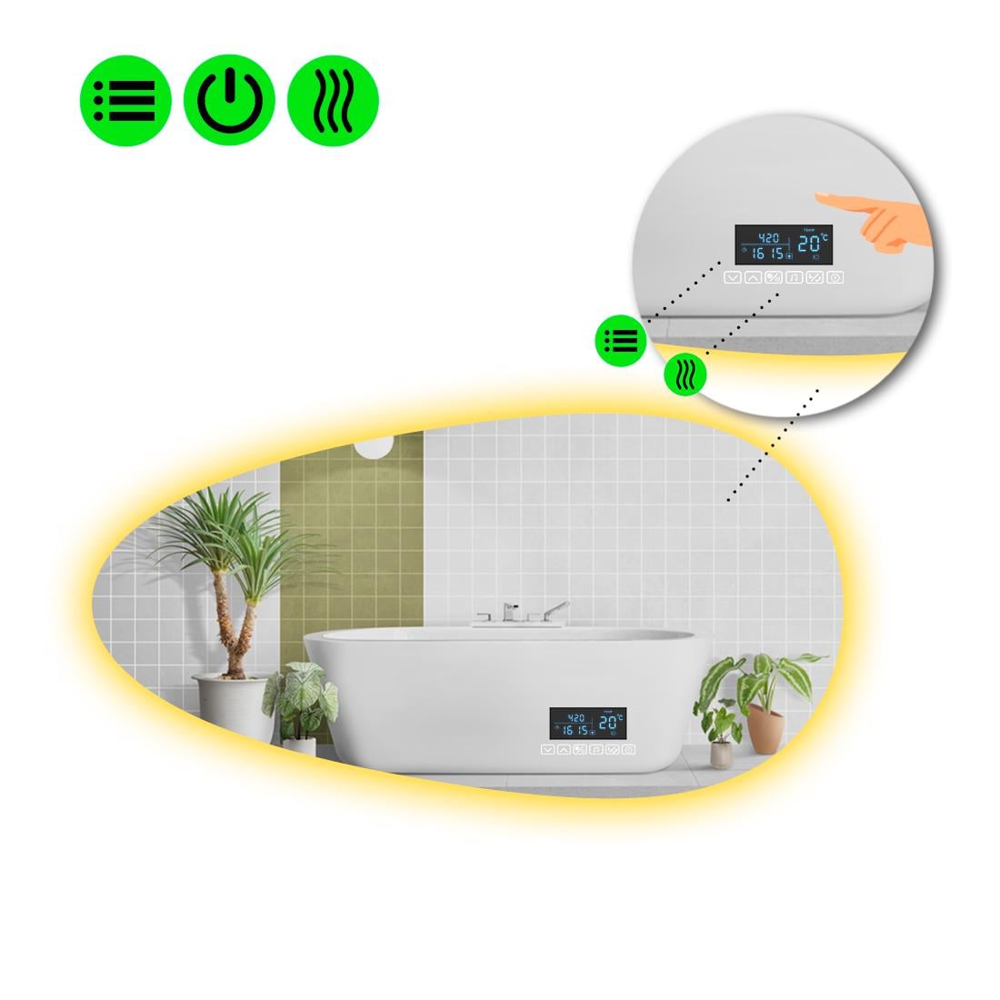 Зеркало с LED подсветкой Occhio 2 с Smart-блоком и подогревом 120x60 см (8995147)