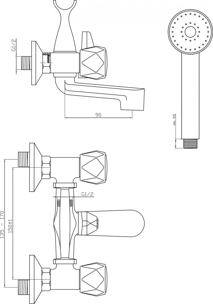 Смеситель для ванны Invena Modena BW-11-F0S - фото 2