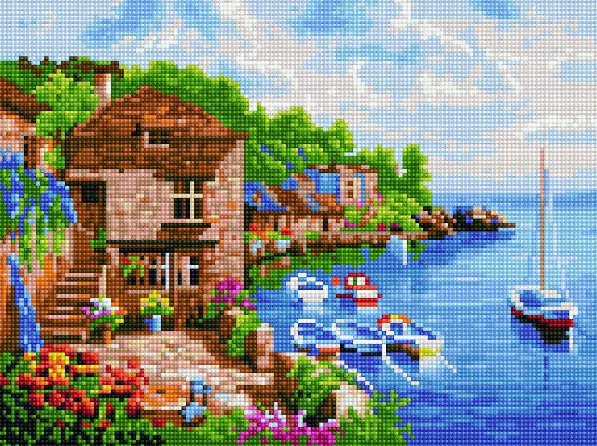 Алмазная мозаика на подрамнике Rainbow Art Морская бухта 40х30 см (EJ974)