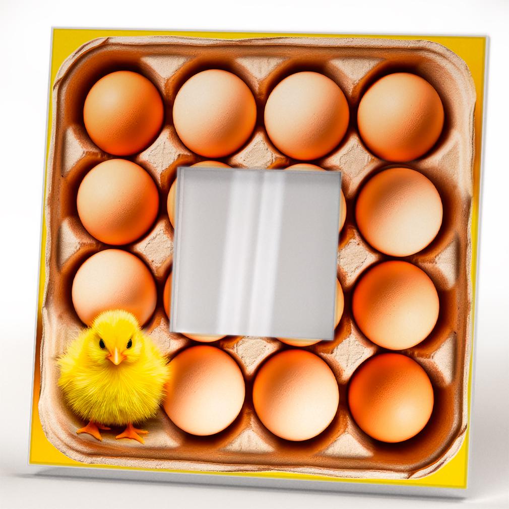 Зеркало декоративное Яйца и ципленок 260х260 мм (M04651) - фото 2 Зеркало декоративное Яйца и ципленок 260х260 мм (M04651) - фото 2